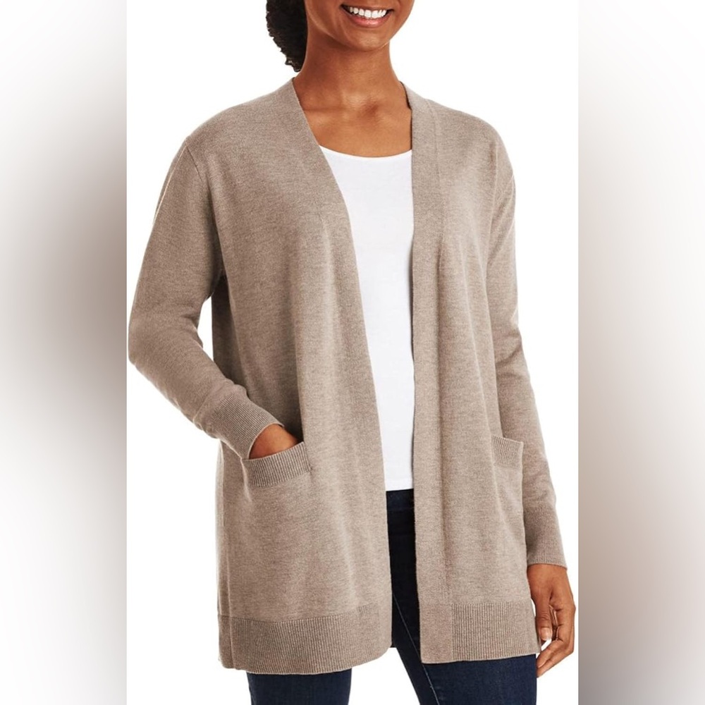 Elegant Tan Women's Cashmere Blend Cardigan